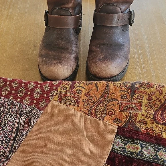 J. Jill Blue Vintage Boho Hippie Denim  Patched Skirt - Picture 9 of 10